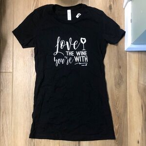 Black Graphic Tee with Wine Quote